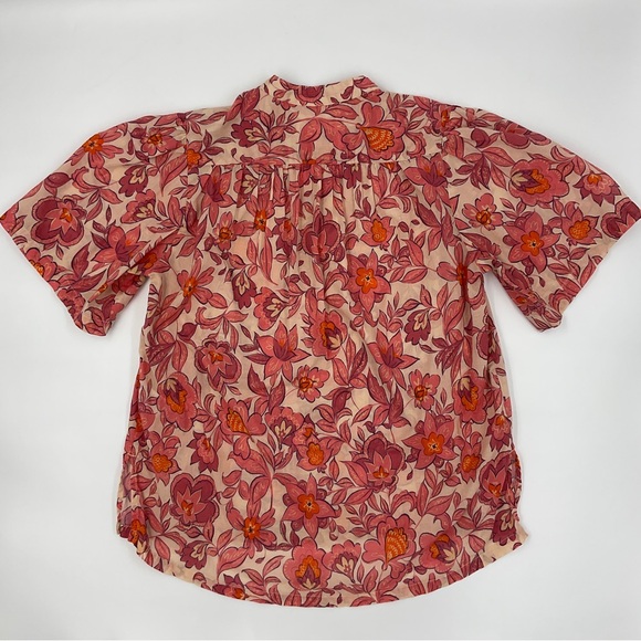 Trovata Birds of Paradis Autumn Paisley Floral Short Sleeve Cotton Blouse Top XS - Picture 8 of 16
